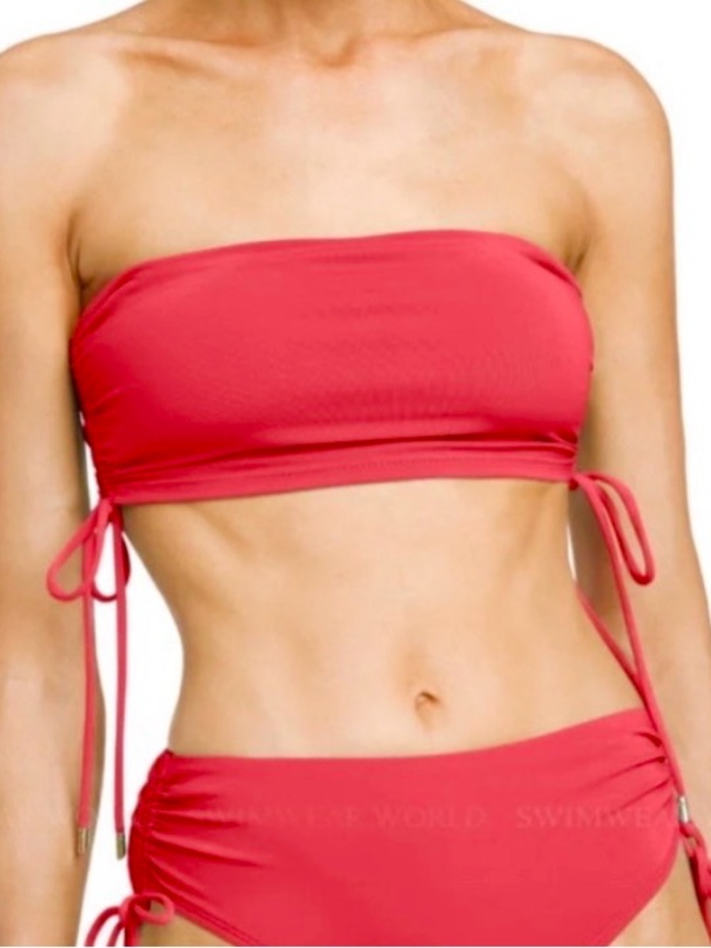 Robin Piccone Red Women’s Strapless Bandeau Bikini